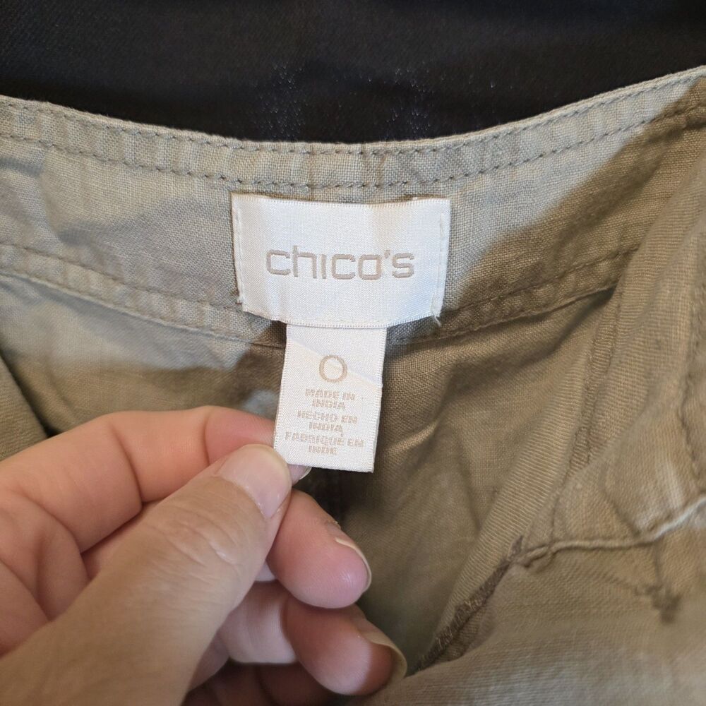 Chico's Linen Pants Size 0 US 4 Small Light Brown Wide Leg Coastal Beach Casual - Picture 4 of 11